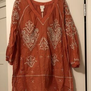 Orange Embroidered Tunic